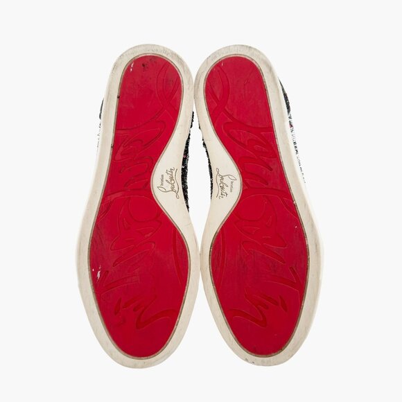 Christian Louboutin Bip Bip High Sneakers EU 37.5 US 7.5 Silver Flip Up Sequin - Picture 10 of 14